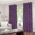 Purple And Teal Leopard Pattern Print Dimout Grommet Curtains