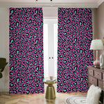 Purple And Teal Leopard Pattern Print Blackout Pencil Pleat Curtains