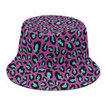 Purple And Teal Leopard Pattern Print Bucket Hat