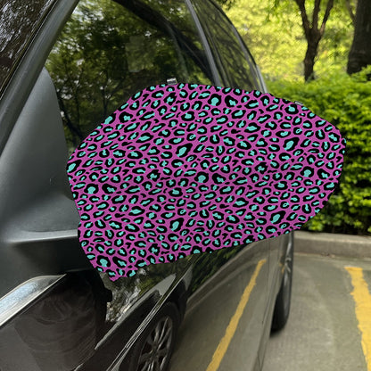 Purple And Teal Leopard Pattern Print Car Side Mirror Covers