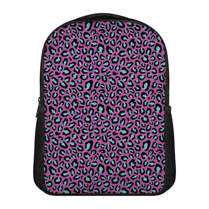 Purple And Teal Leopard Pattern Print Casual Backpack