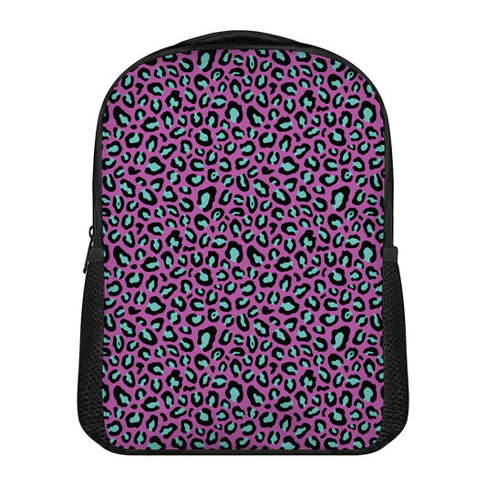 Purple And Teal Leopard Pattern Print Casual Backpack