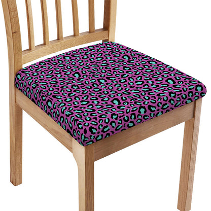 Purple And Teal Leopard Pattern Print Chair Cushion Cover