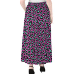Purple And Teal Leopard Pattern Print Chiffon Maxi Skirt