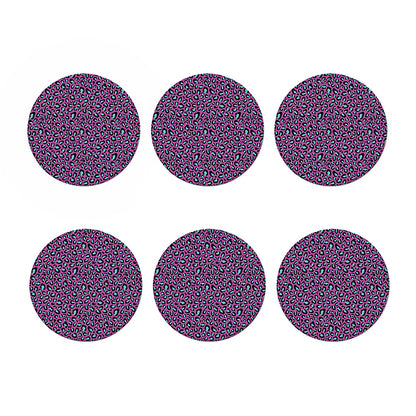 Purple And Teal Leopard Pattern Print Coaster Set