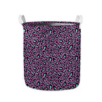 Purple And Teal Leopard Pattern Print Collapsible Laundry Basket