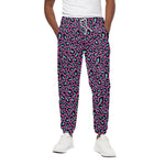 Purple And Teal Leopard Pattern Print Cotton Pants