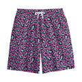 Purple And Teal Leopard Pattern Print Cotton Shorts