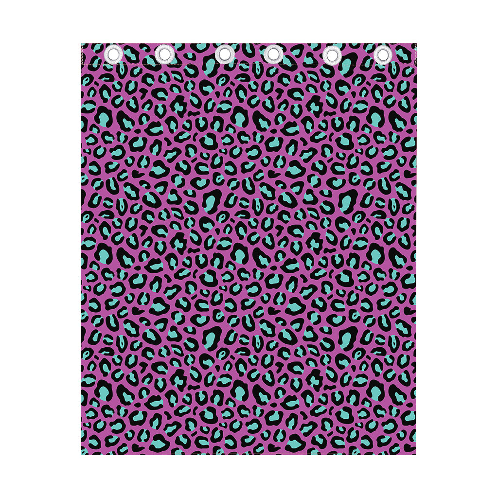 Purple And Teal Leopard Pattern Print Curtain