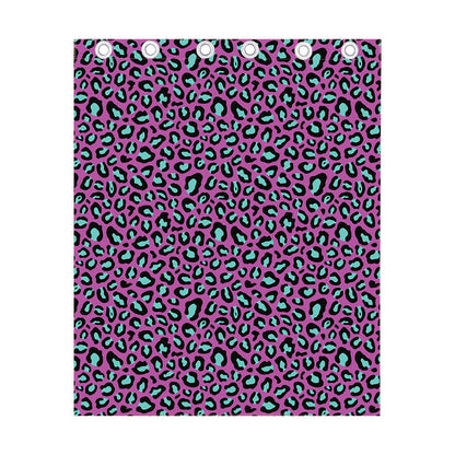 Purple And Teal Leopard Pattern Print Curtain