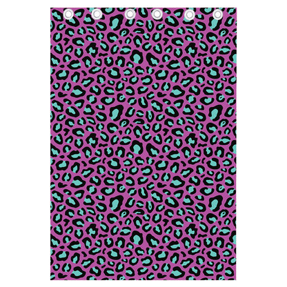 Purple And Teal Leopard Pattern Print Curtain