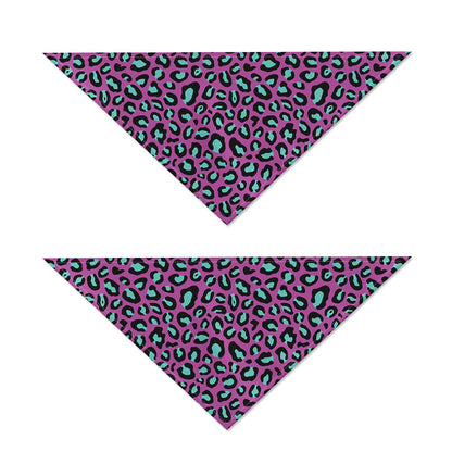 Purple And Teal Leopard Pattern Print Dog Bandana