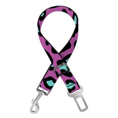 Purple And Teal Leopard Pattern Print Dog Seat Belt