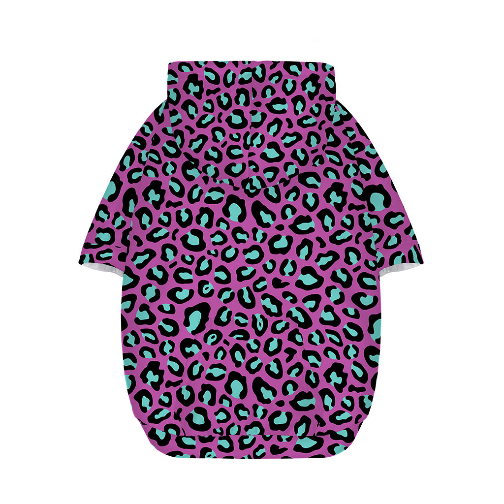 Purple And Teal Leopard Pattern Print Dog Zip Up Hoodie