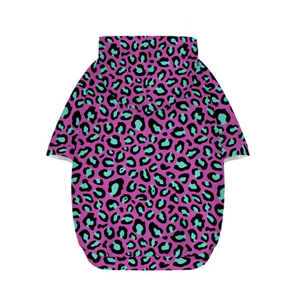 Purple And Teal Leopard Pattern Print Dog Zip Up Hoodie