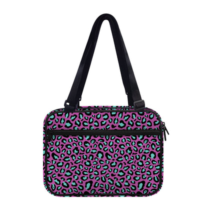 Purple And Teal Leopard Pattern Print Double Strap Bible Bag