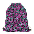 Purple And Teal Leopard Pattern Print Drawstring Bag