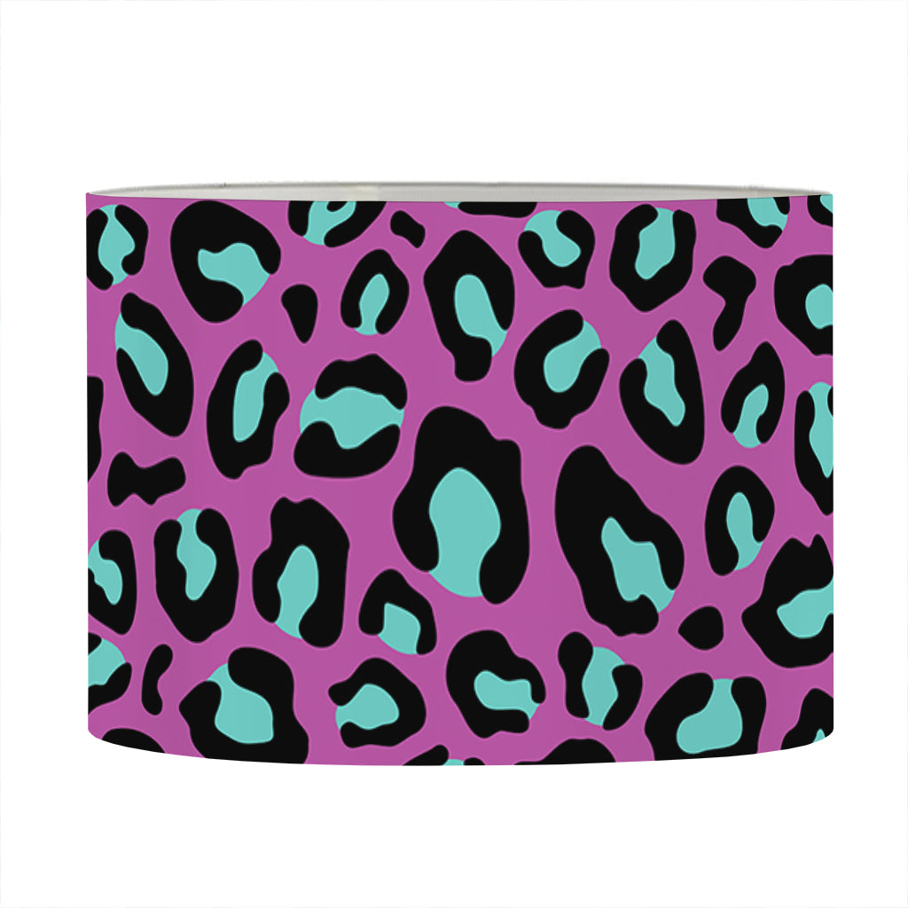 Purple And Teal Leopard Pattern Print Drum Lamp Shade