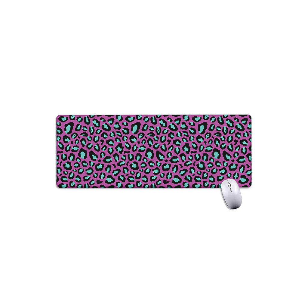 Purple And Teal Leopard Pattern Print Extended Mouse Pad