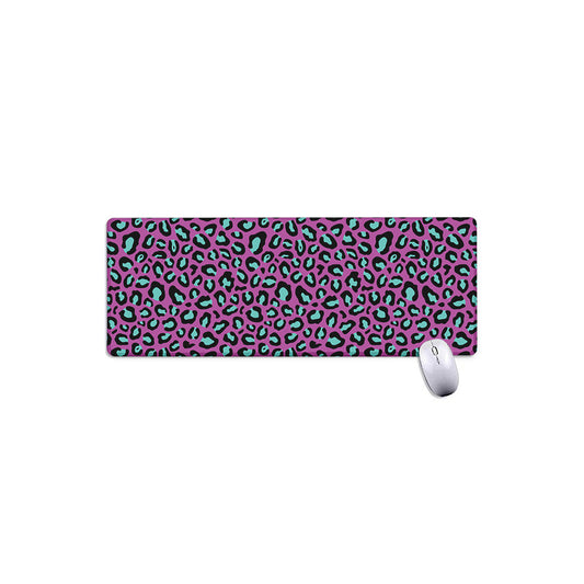 Purple And Teal Leopard Pattern Print Extended Mouse Pad