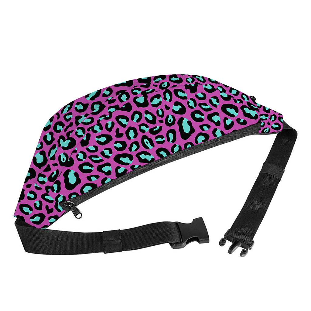 Purple And Teal Leopard Pattern Print Fanny Pack