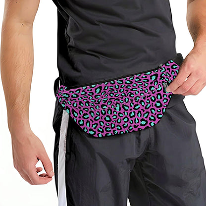 Purple And Teal Leopard Pattern Print Fanny Pack