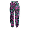 Purple And Teal Leopard Pattern Print Fleece Lined Knit Pants