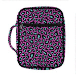 Purple And Teal Leopard Pattern Print Front Pocket Bible Bag