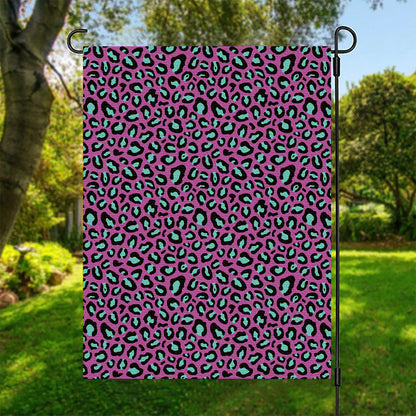 Purple And Teal Leopard Pattern Print Garden Flag