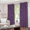 Purple And Teal Leopard Pattern Print Grommet Curtains