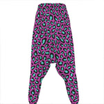 Purple And Teal Leopard Pattern Print Hammer Pants