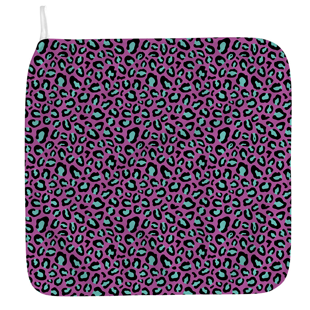 Purple And Teal Leopard Pattern Print Hand Towel