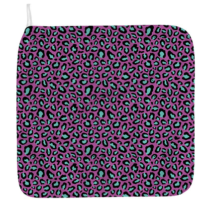 Purple And Teal Leopard Pattern Print Hand Towel