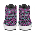 Purple And Teal Leopard Pattern Print High Top Leather Sneakers