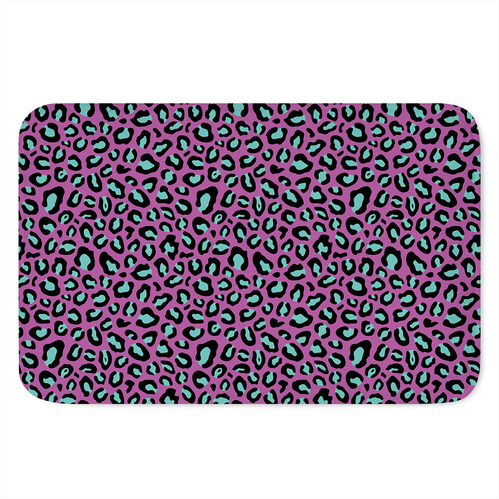 Purple And Teal Leopard Pattern Print Indoor Door Mat