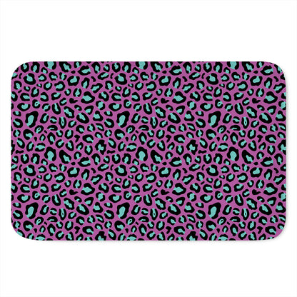 Purple And Teal Leopard Pattern Print Indoor Door Mat