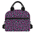 Purple And Teal Leopard Pattern Print Insulated Lunch Bag