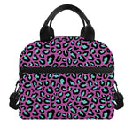 Purple And Teal Leopard Pattern Print Insulated Lunch Bag