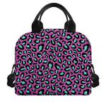 Purple And Teal Leopard Pattern Print Insulated Lunch Bag