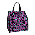 Purple And Teal Leopard Pattern Print Insulated Lunch Tote