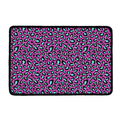 Purple And Teal Leopard Pattern Print Kitchen Mat