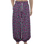 Purple And Teal Leopard Pattern Print Lantern Pants