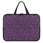 Purple And Teal Leopard Pattern Print Laptop Sleeve With Handle
