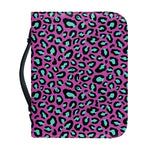 Purple And Teal Leopard Pattern Print Leather Bible Cover