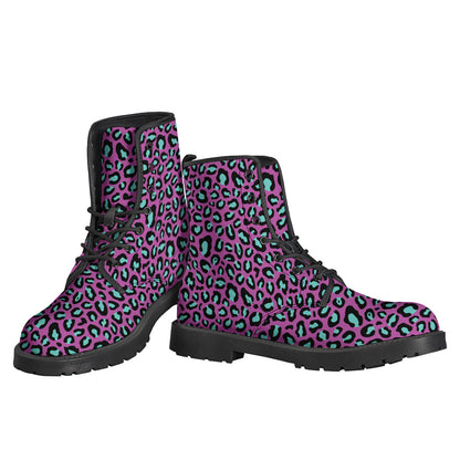 Purple And Teal Leopard Pattern Print Backpack