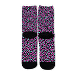 Purple And Teal Leopard Pattern Print Long Socks