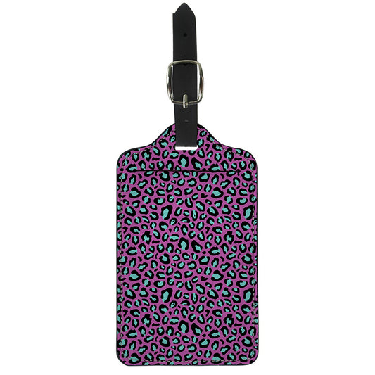 Purple And Teal Leopard Pattern Print Luggage Tag