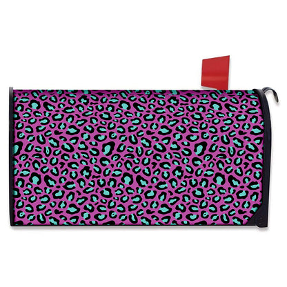 Purple And Teal Leopard Pattern Print Mailbox Cover