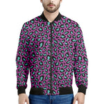 Purple And Teal Leopard Pattern Print Men's Bomber Jacket