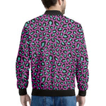 Purple And Teal Leopard Pattern Print Men's Bomber Jacket